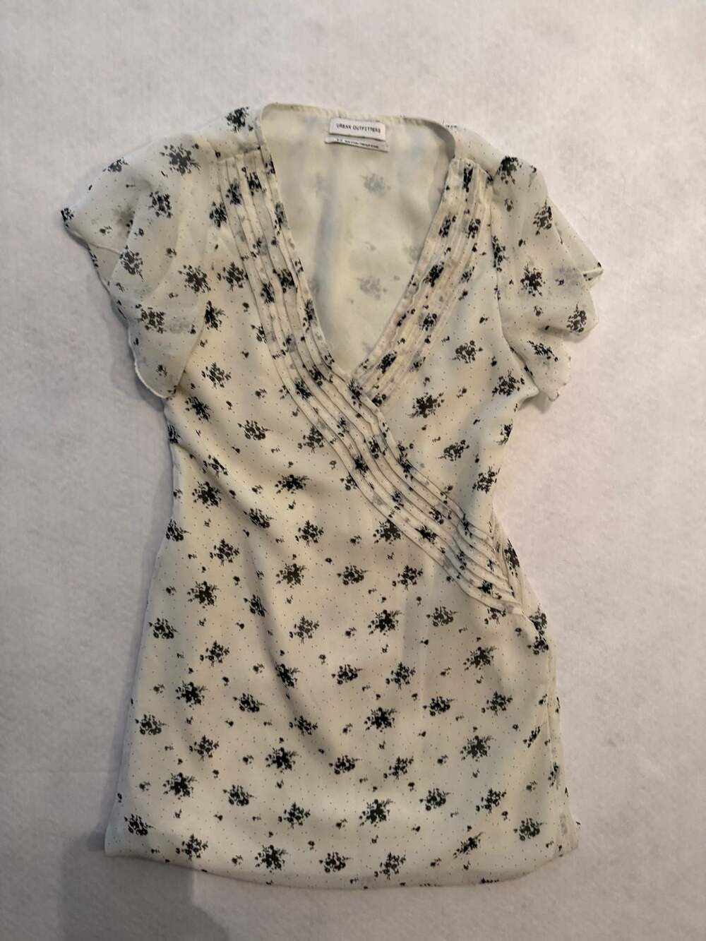 Urban Outfitters Floral Pintuck Flutter Sleeve Mini Dress, Size S-P